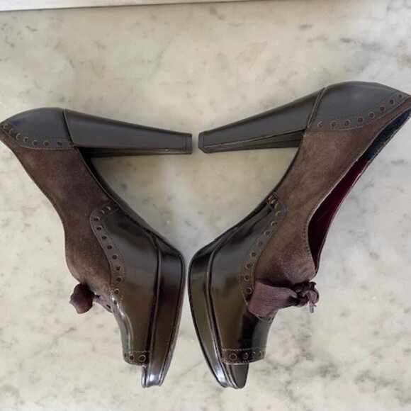 COACH Claudine Peep Toe Lace-Up Platform Heels Vintage 6B - Picture 7 of 16